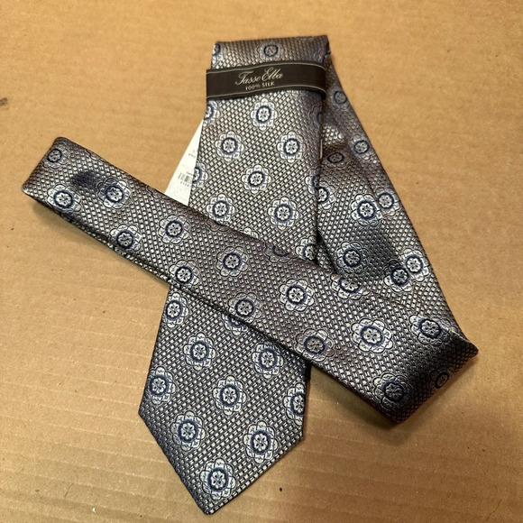 Tasso Elba 100% silk necktie, gray/blue, new with tags, classy, professional - Picture 1 of 8